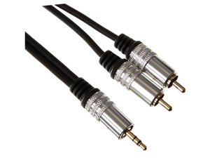 CABLE ADAPTADOR  JACK ESTEREO MACHO 35mm  2 x RCA MACHO  250m 