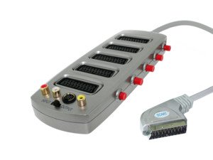 MULTIPLICADOR SCART EUROCONECTOR Y RCA PERITELEVISION INTERRUPTORES EN 2 TOMAS