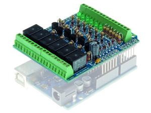 PLACA DE 6 RELES PARA ARDUINO IO SHIELD APILABLE VERSION MONTADA CON REGLETAS