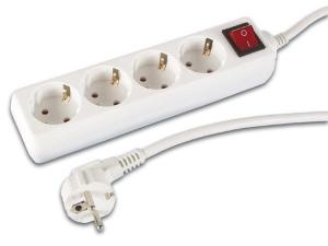 BASE MULTIPLE 4 TOMAS SCHUKO CON INTERRUPTOR DE CORTE BIPOLAR Y CABLE DE 15m