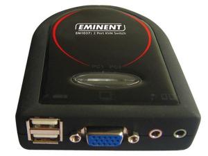 EMINENT CONMUTADOR KVM VGA AUDIO  2 PUERTOS USB CONTROLE 2 ORDENADORES A LA VEZ