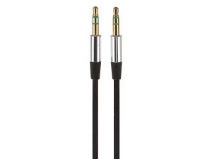 CABLE ESTEREO 35 mm 3 POLOS MACHO  MACHO  FLEXIBLE  NEGRO  1 m