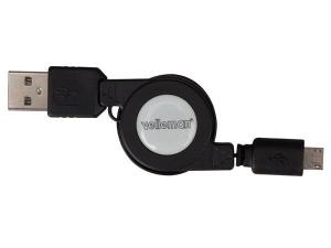 CABLE ALARGADOR  USB 20 A MACHO  MICROUSB MACHO  RETRACTIL  NEGRO  75 cm