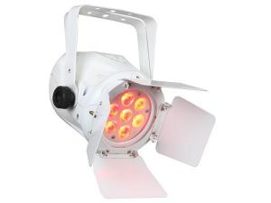 MINI FOCO PAR 7 x LEDs RGBW 10W  CON BARN DOOR  CONTROL POR DMX  COLOR BLANCO