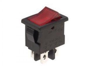 INTERRUPTOR DE POTENCIA BASCULANTE 3A  250V DPST ONOFF  PILOTO INDICADOR ROJO