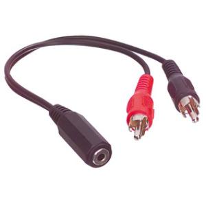 CABLE AUDIO LATIGUILLO ADAPTADOR  2xRCA MACHO  JACK ESTEREO HEMBRA 35mm 20cm