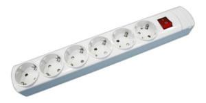 BASE MULTIPLE REGLETA POLICARBONATO BLANCO INTERRUPTOR  6 TOMAS  SIN CABLE