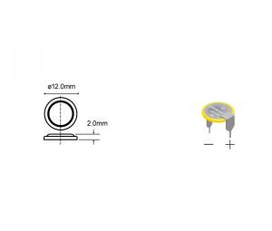 PILA DE BOTON CR1220 CON TERMINALES PARA SOLDAR CI HORIZONTAL CIRCUITO IMPRESO