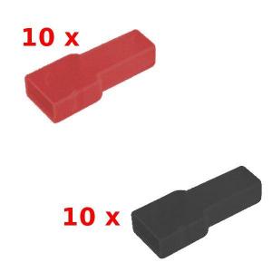 20 x FUNDA PARA TERMINAL FASTON FASTON 635mm MACHO HEMBRA  ROJO  NEGRO