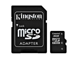 MEMORIA MICRO SD MICROSD CON ADAPTADOR DE TARJETA KINGSTON 4GB C4