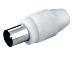 CONECTOR DE ANTENA DE PLASTICO 95mm MACHO DE COLOR BLANCO RECTO ECONOMICO