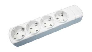 BASE MULTIPLE POLICARBONATO  4 TOMAS  SIN CABLE  SIN INTERRUPTOR  BLANCO