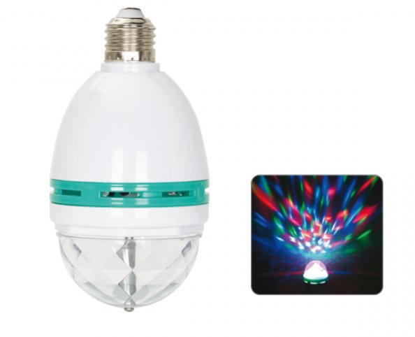 SEMIESFERA BOMBILLA RGB AUTOMATICA COLOR CONTROL MUSICAL  E27  3 x LED 1W