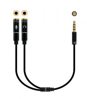 CABLE ESTEREO JACK 35 MACHO 2X JACK 35 HEMBRA 30CM NEGRO