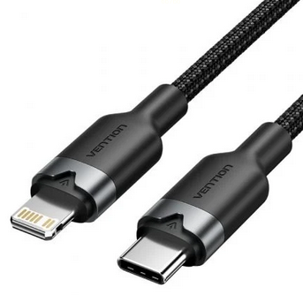 CABLE USB TIPOC MACHO  LIGHTNING MACHO 27W 480MBPS 2M NEGRO
